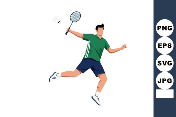 Capturing Dynamic Energy: The Badminton Player Jumping Illustration