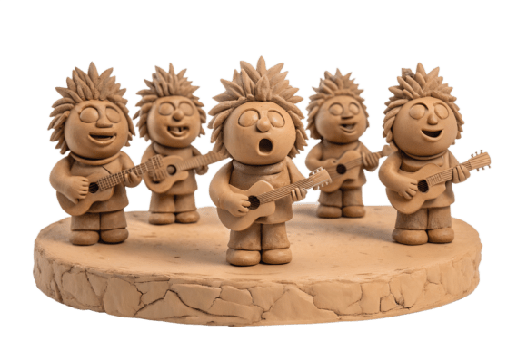 Creative Uses for Clay Figures Band Playing Guitars PNG