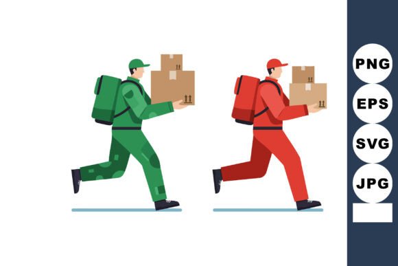 Delivery Workers Running with Backpacks: Capturing Urgency in Design