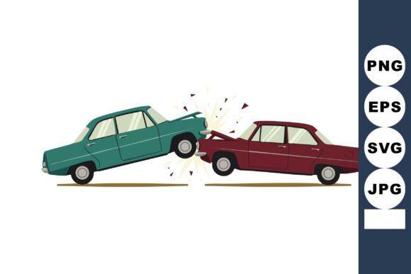 Dynamic Accident Scene: Cars Colliding Front to Front