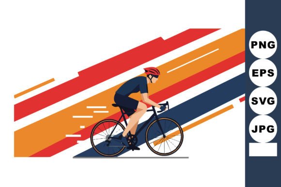 Dynamic Energy in Design: The Cyclist Riding Road Bike with Red Helmet