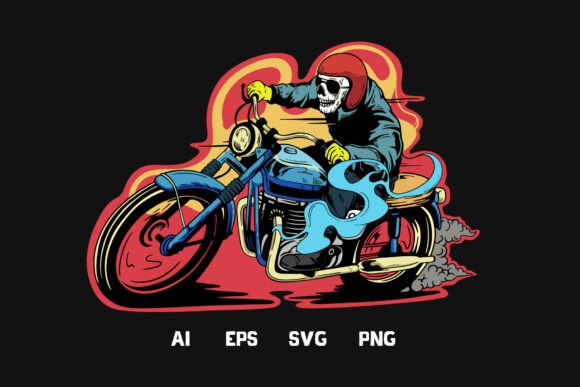 Full Throttle Design: The Skeleton Biker Vector Illustration