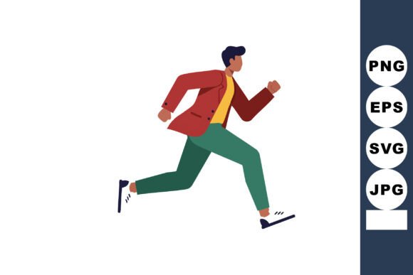 Inject Energy into Your Designs with Man Running Fast in Casual Clothes