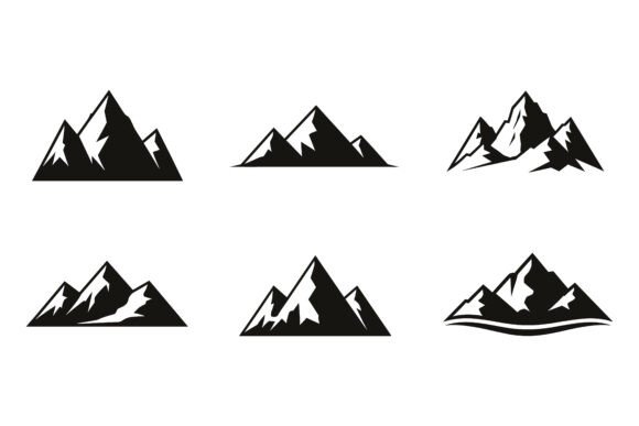 Mountain Silhouettes Symbol Set: Creative Design Uses