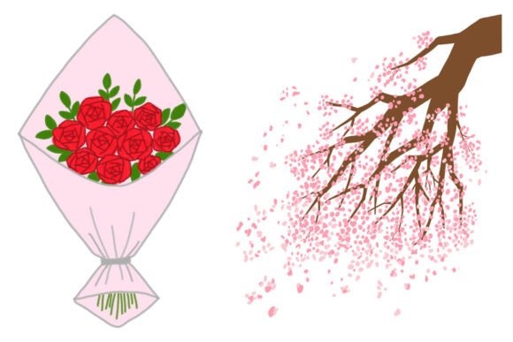Rose Bouquet and Cherry Blossom Branch: Floral Design for Spring