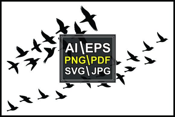 Silhouette Birds Flying in a Circular: Dynamic Design Asset