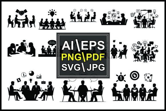 Silhouette Business Meeting Collaboratio: Modern Visuals for Professional Projects