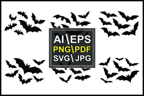 Silhouettes Bats Flying in Groups: A Design Asset for Dark Aesthetics