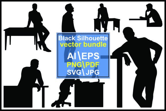 Silhouettes Business People at Desks: Beyond the Office Stock Photo