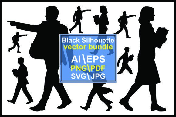 Silhouettes of People Walking Pointing: Dynamic Visuals