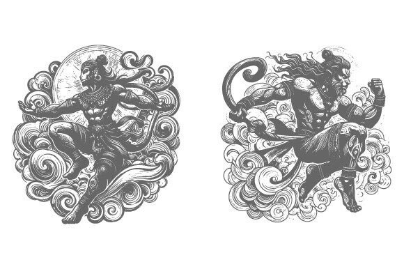 Vector Illustration of Lord Hanuman Art: Bold & Editable Design