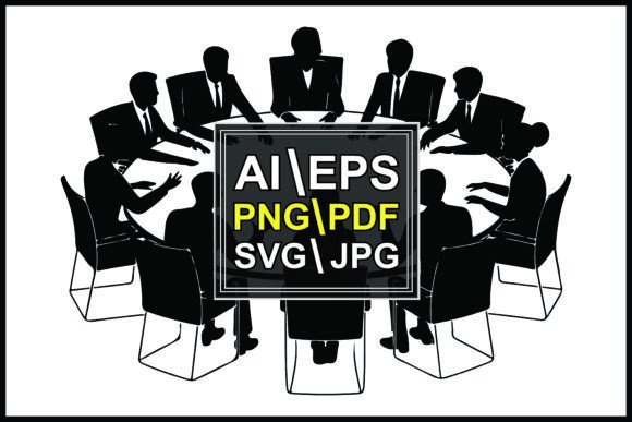 Visualize Corporate Strategy: The Silhouette of People Meeting Table Bundl